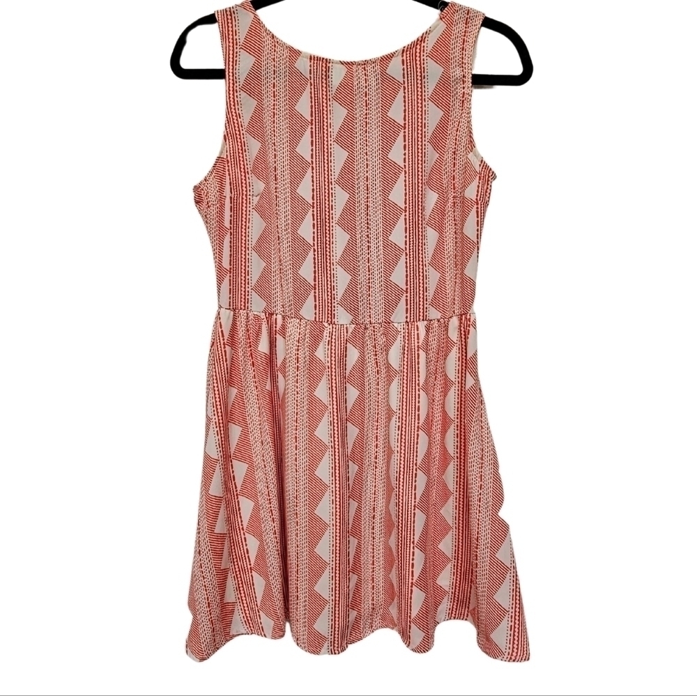 Coveted Clothing Sleeveless Mini Dress, Orange & White, Size Medium, USA